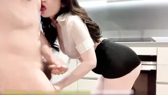 厨房掀起性感包臀裙后入办公室女神娇嫩小菊花，上的厅堂下得厨房极品反差尤物